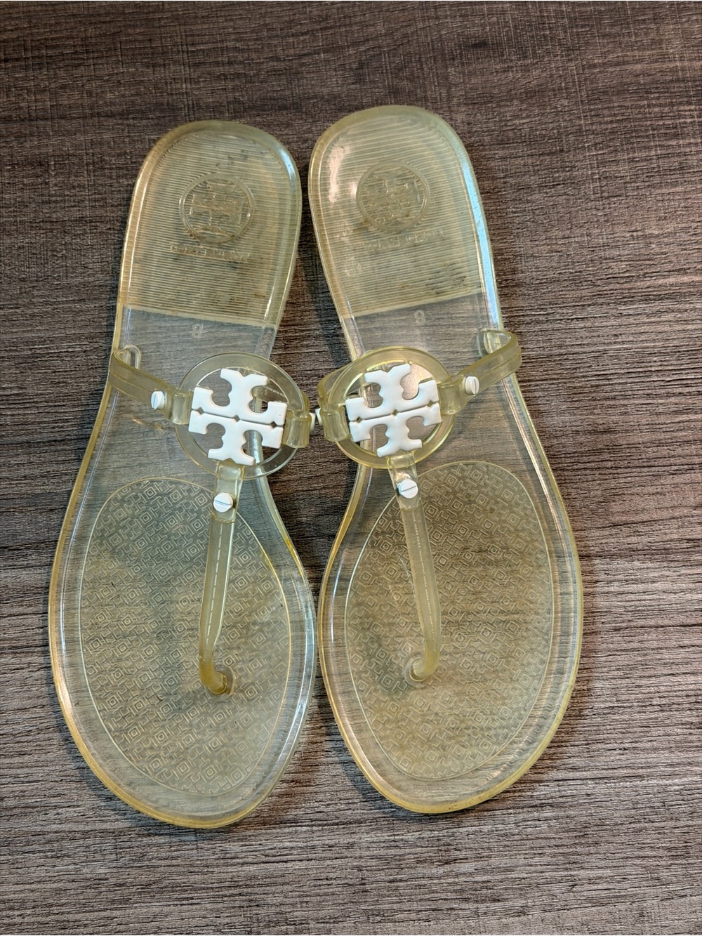 Tory Burch Yellow Transparent Jelly Thong Sandals